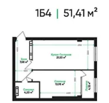 brk group: 2 комнаты, 52 м², АЮ Гранд Элитка, 10 этаж, ПСО (под самоотделку) — 1