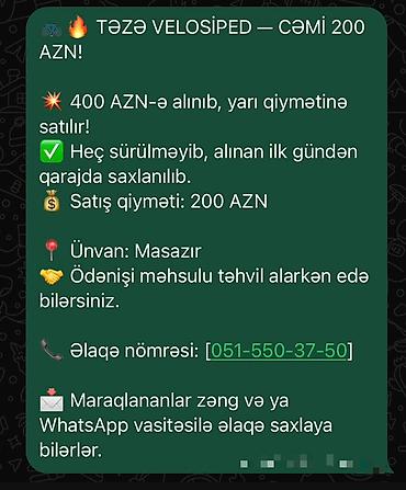 isma velosiped satisi: Velosiped satılır. Mavi rəngli, dağ tipli dizayna malik modeldir — 1