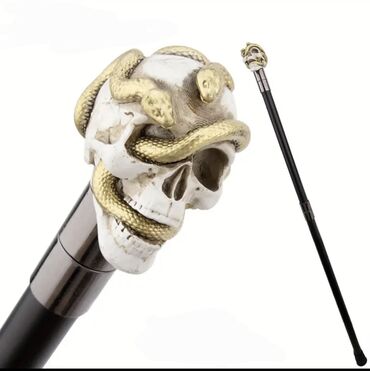 divar ucun dekorlar: Dekorativ əsa – kəllə və ilan fiqurlu əsa xasa baston çəlik