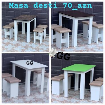 taburetkalar: Masa desti yeni dördbucaq masa ve 4 taburetka rəng 🫟 seçimi var