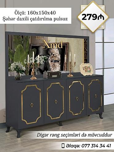 güzgülü mebel dəsti: - Məhsul: Güzgülü konsol/dolab dəsti - Ölçü: 160 x 150 x 40 sm - — 1
