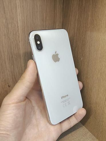 IPhone X, Б/у, 64 ГБ, Серебристый, Защитное стекло, 100 %