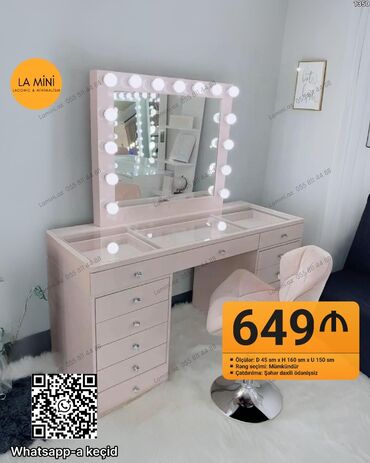 biocos kremi aptek: Vizaj masası və güzgü komplekti – LA MINI - Ölçülər: dərinlik 45 sm