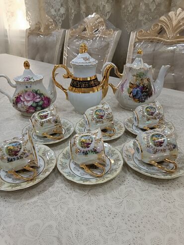 Çay dəstləri və servizlər: Çay dəsti, rəng - Ağ, Farfor — 16