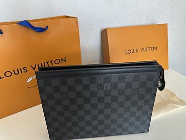 Aksesuarlar: Louis Vuitton Damier Graphite kişilər üçün sənəd/klatç çantası - — 1