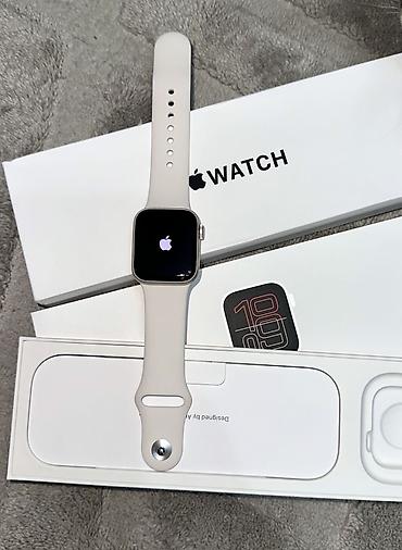 авто толщиномер: Apple Watch с силиконовым ремешком, цвет светло‑бежевый. В комплекте — 1