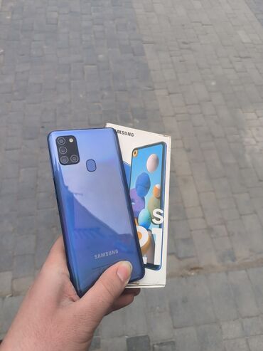 Samsung: Samsung Galaxy A21S, 64 ГБ, цвет - Голубой, Отпечаток пальца, Face ID
