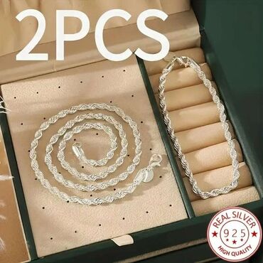 srebrni lancici zenski: Cartier, Set: Narukvica, Ogrlica, Materijal: Hirurški čelik, Srebro