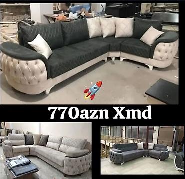 islenmis kunc divanlar: Künc divan dəsti - Model: Künc formasında, yumru qollar və düyməli — 1