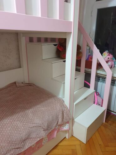 Детские двухъярусные кровати: Новый, Для девочки, Без матраса, С выдвижными ящиками