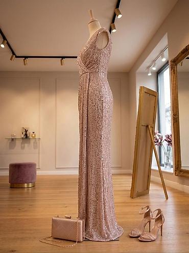 haljina za bal: Elegantna duga večernja haljina u boji šampanjca/rose gold, potpuno — 2