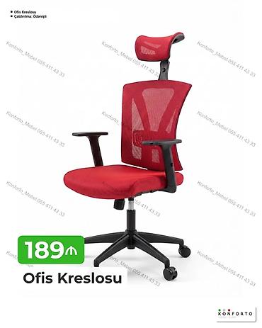 Ofis kreslosu – ergonomic dizaynlı, qırmızı rəng. - Mesh arxa hissə