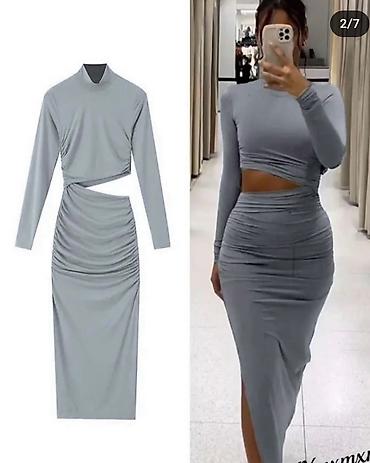 Haljine: Haljine duge sa elastinom. crna,tamno siva,svetlo siva,oker/tamno — 18