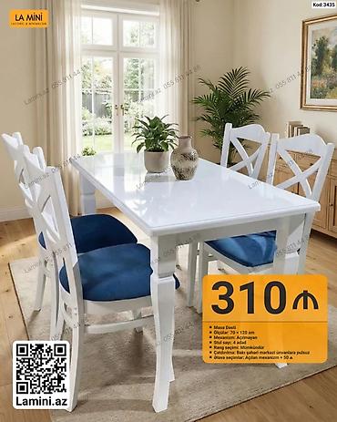 Mebel: Məhsul: Masa dəsti (Kod: 3435) - Tərkib: Masa + 4 ədəd stul - — 1