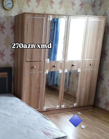 taxt 2 ci el: Şkaf – 4 qapılı, güzgülü model - Material: ağac teksturalı laminat - — 1