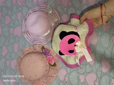 детские комплекты трусы и майка: Uşaq papaqları dəsti - 3 ədəd qız uşağı üçün yay papağı - Material