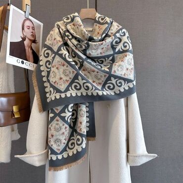 Шарфы, палантины: Кашемир с этно-орнаментам - Большой теплый палантин/шарф с — 3