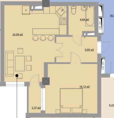 совхоз фрунзе: 2 комнаты, 55 м², Индивидуалка, 3 этаж, ПСО (под самоотделку)
