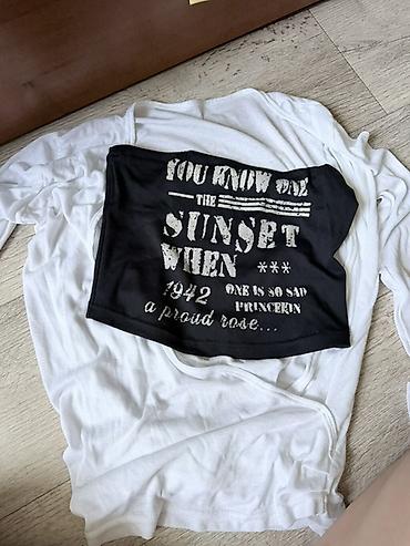 pull bear: Женский комплект из двух вещей: - Верх: белая тонкая трикотажная — 2