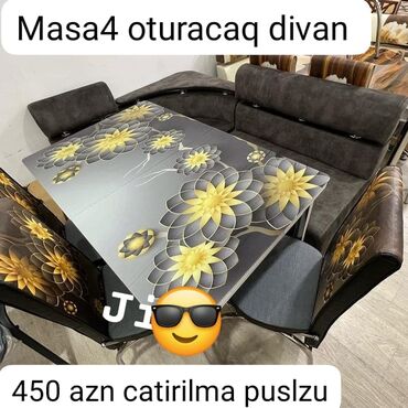 otaq qapları: Künc divan və masa desti