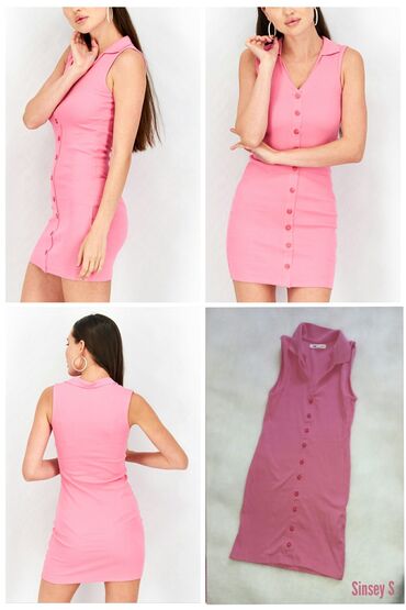 krojevi haljina za punije dame: S (EU 36), bоја - Roze, Drugi stil
