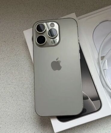 балыкчы телефон айфон: IPhone 15 Pro, Б/у, 128 ГБ, Natural Titanium, Защитное стекло, Чехол, Кабель, 88 %