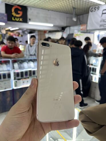 слот для сим карты: IPhone 8 Plus, Колдонулган, 64 ГБ, Rose Gold, Коргоочу айнек, Каптама, Кабель, 100 %