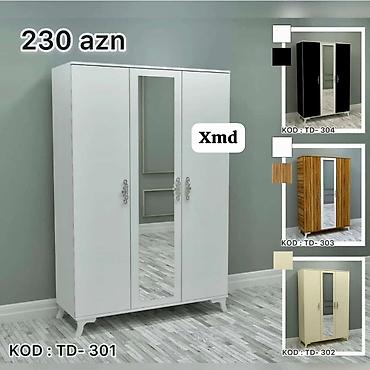 d10 mebel: Üç qapılı paltar şkafı – güzgülü model Kod: TD-301 (əsas şəkil) — 1