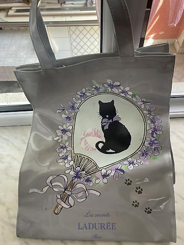 pişiy cantası: Çanta dəsti 1) Ladurée Paris temalı shopper/market çantası - Rəng — 1