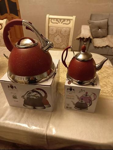 caydan: Çay dəsti, rəng - Qırmızı, Metal, 2 nəfərlik, Azərbaycan — 1