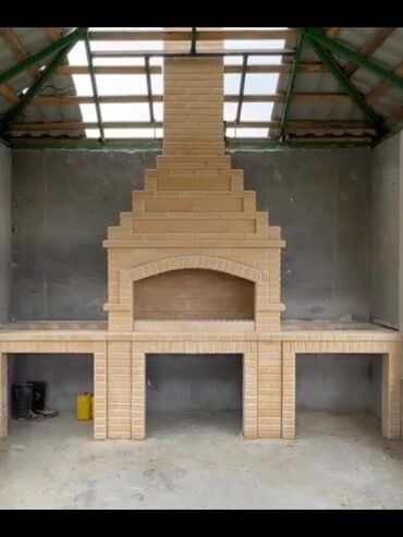 Fasad işləri: Dekorativ daş üzlük və manqal/ocaq tikinti xidməti - Həyət və fasad — 3