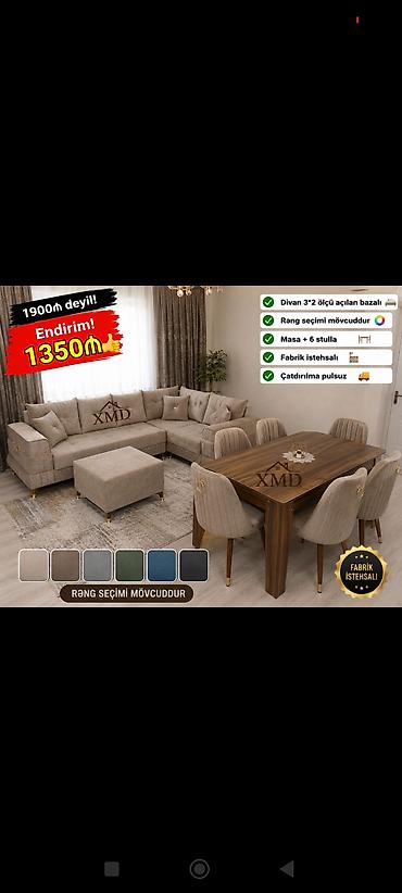boyama seti: XMD Furniture – Masa və 6 stul dəstləri - 6 stullu yemək masası — 6