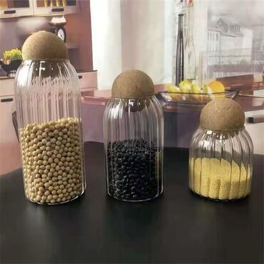 Digər qab-qacaq və mətbəx ləvazimatları: Ərzaq qabı 3-lü dest
material şüşe — 4