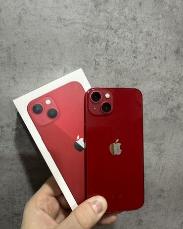 Apple iPhone: IPhone 13, Б/у, 128 ГБ, Красный, Зарядное устройство, Защитное стекло, Кабель, 84 %