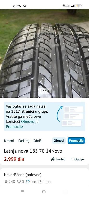 GUMA 185 65 15 SIGURA LETNJA 185 70 14 | Novo samo 1 komad