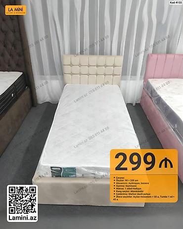 Mebel: Çarpayı – Kod: 4155 - Ölçü: 90 × 200 sm - Mexanizm: Açılmayan — 1