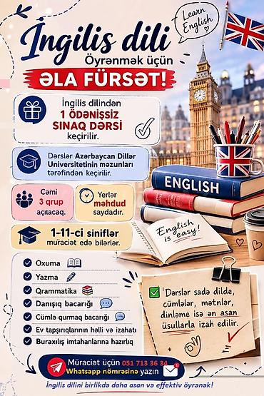 Təlim, kurslar: Xarici dil kursu, İngilis dili, Uşaqlar üçün, Abituriyentlər üçün — 1