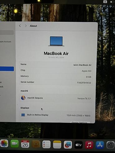 Apple MacBook: Apple MacBook Air M3 Məlumatları şəkildə yükləmişəm. Ekranda qoruyucu — 4