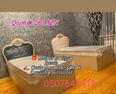 Çarpayılar: Yeni, Təknəfərlik çarpayı, Bazasız, Matras ilə, Siyirməsiz, Azərbaycan — 20