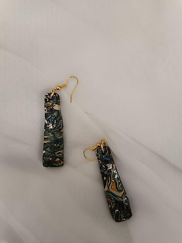 Minđuše: Ručno rađene mindjuse od gline sa unikatnim apstraktnim dezenom i — 5