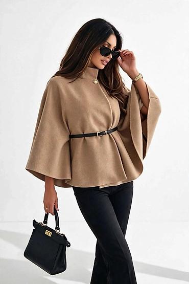 ivko sweaters: Ženska eleganta pelerina/pončo sa pojasom - Kroj: A-linija sa — 1