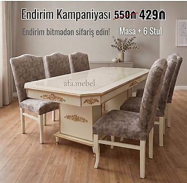 Masa və oturacaq dəstləri: Masa–stul dəsti - Klassik üslubda 1 ədəd iri yemək masası və 6 ədəd — 26