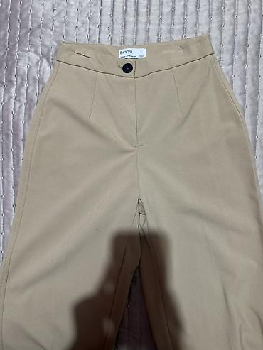 bej şalvar: Bershka qadın şalvarı 34 razmer - Model: Klassik düz kəsim, hündür — 1