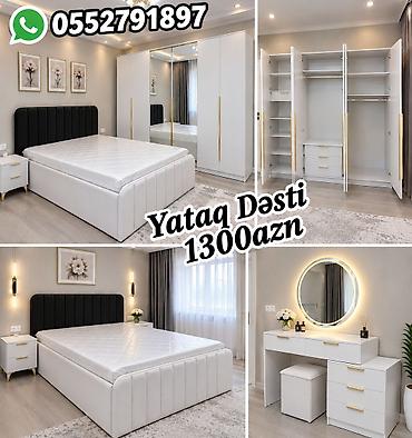 Yataq Dəsti – 1300 AZN Modern, zərif dizaynlı dəst: - Çarpayı: yumşaq