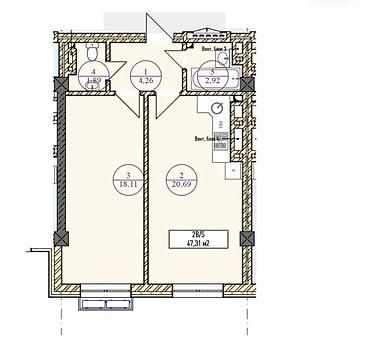 ауца: Сдан, Элитка, 2 комнаты, 47 м² — 3