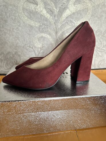 туфли на каблуке с открытым носиком: Туфли 36, цвет - Красный