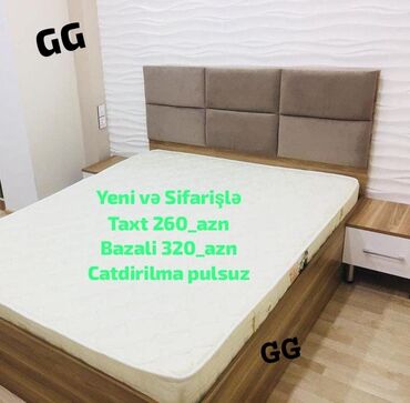 2 neferlik taxt: Новый, Двуспальная кровать, С матрасом