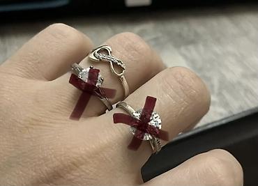 Серебряные кольца: Кольцо, Проба 925, Женские, Фианит, Б/у — 1