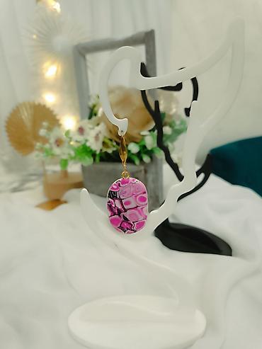 Minđuše: Ručno rađene mindjuse od gline sa unikatnim apstraktnim dezenom i — 3