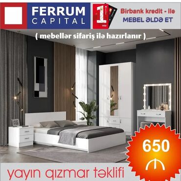 mehin mebel fabriki: İkinəfərlik çarpayı, Dolab, Termo, 2 tumba, Türkiyə, Yeni